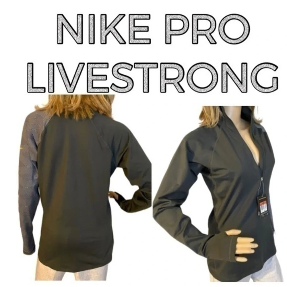 Nike Pro Livestrong Large 1/2 Zip Stretch Running / Golf Pullover NWT FIRM